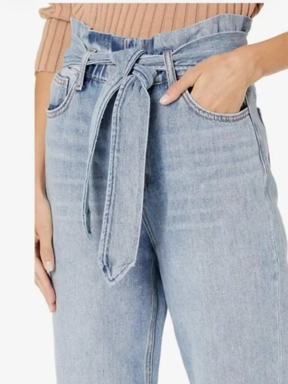 Joe's High Rise Paperbag Lean Light-Wash Blue Denim Jeans (Women's Size 28)